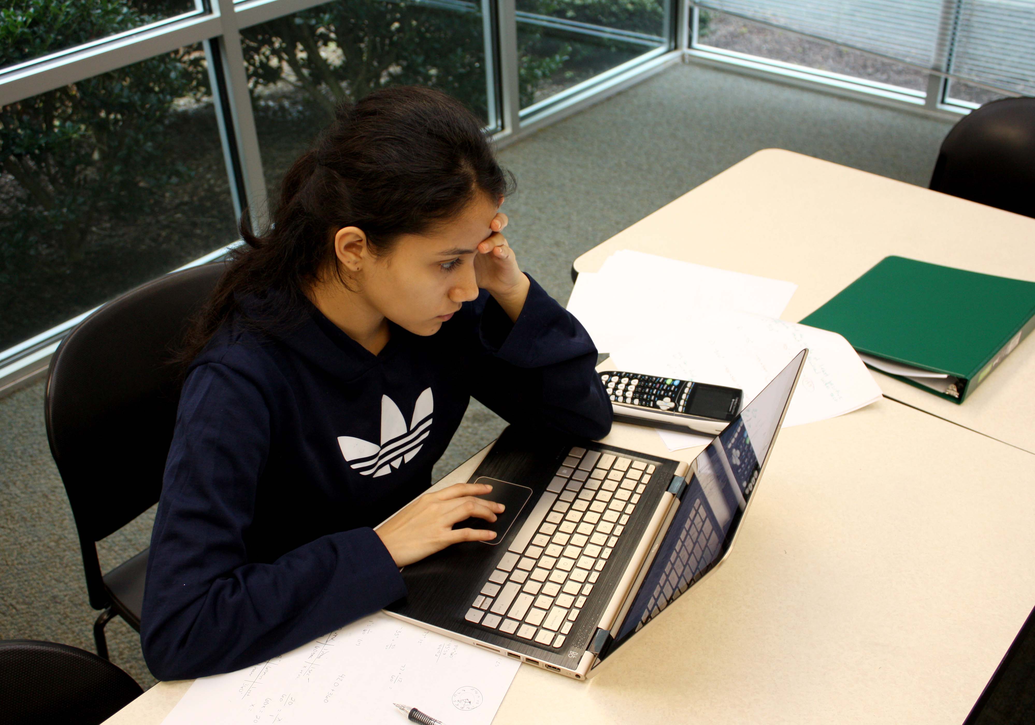 Student studying in BCCC library