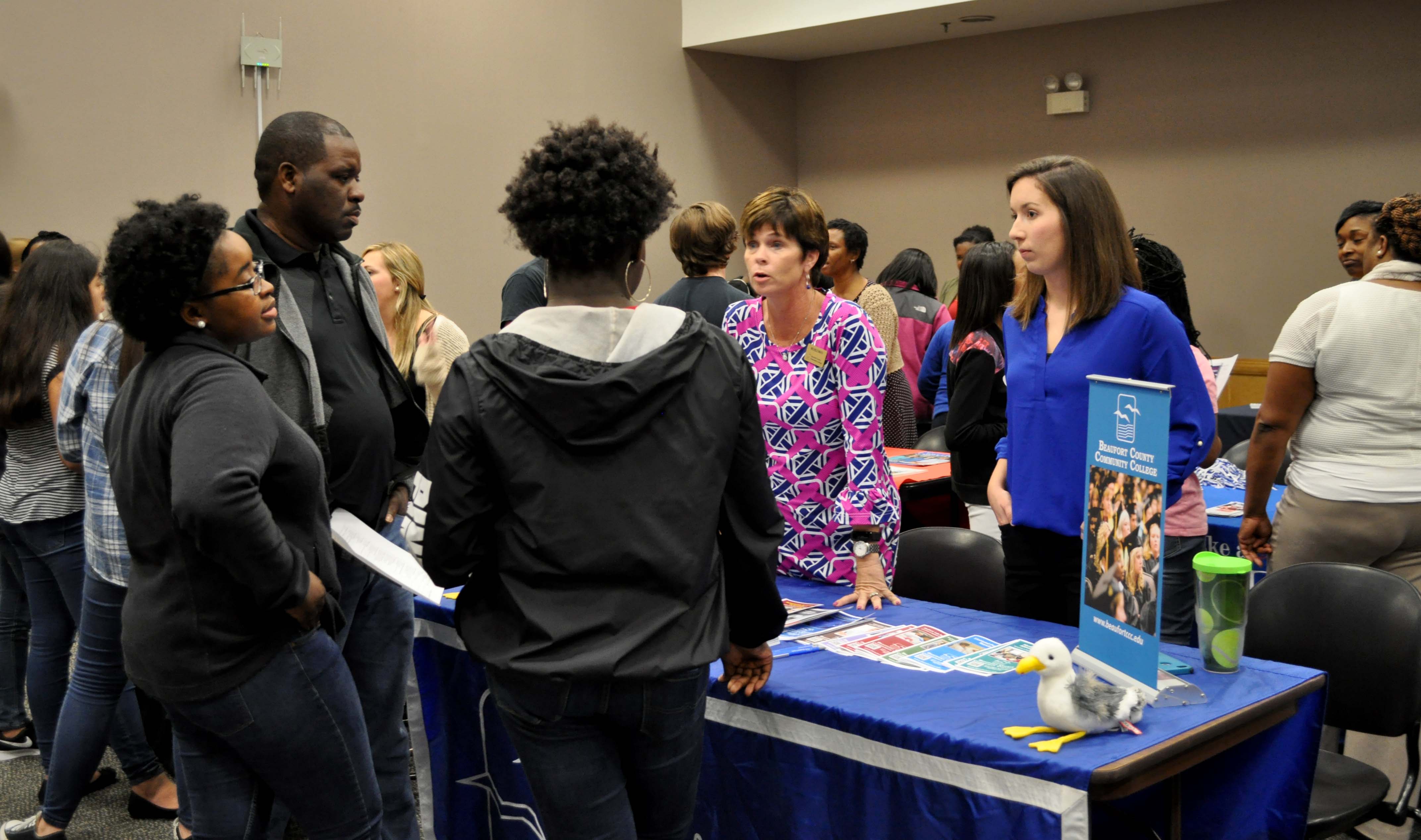 Students and parents can ask questions from college and university representatives.